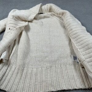 GAP Sweater Womens Medium Cream Shawl Double Breasted Chunky Knit Cardigan Long